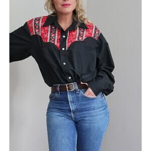 1970's Vintage Bandana Rockabilly Square Dance Shirt Men's XL Women's XL XXL